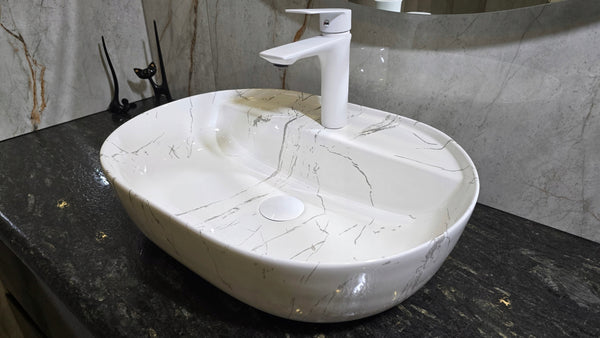 Umywalka ceramiczna nablatowa kolor marmur 50x40x13 Omeble 6