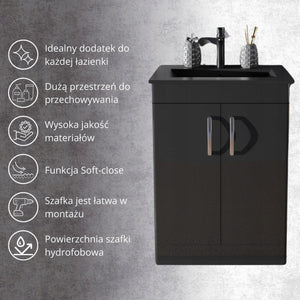 Szafka stojąca podumywalkowa 60 czarna malowana wysoki połysk OMEBLE 7