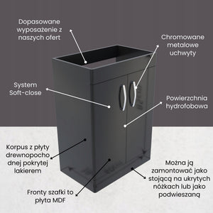 Szafka stojąca podumywalkowa 60 czarna malowana wysoki połysk OMEBLE 8