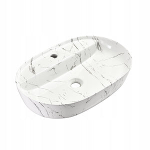 Umywalka nablatowa 60x40x13 MARMUR owalna zaokrąglona ceramiczna Omeble 5