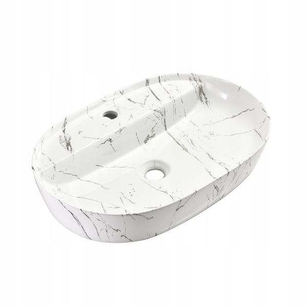Umywalka nablatowa 60x40x13 MARMUR owalna zaokrąglona ceramiczna Omeble 5