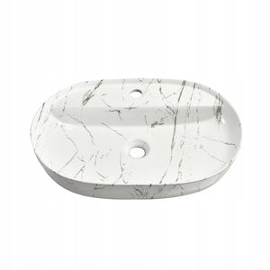 Umywalka nablatowa 60x40x13 MARMUR owalna zaokrąglona ceramiczna Omeble 10