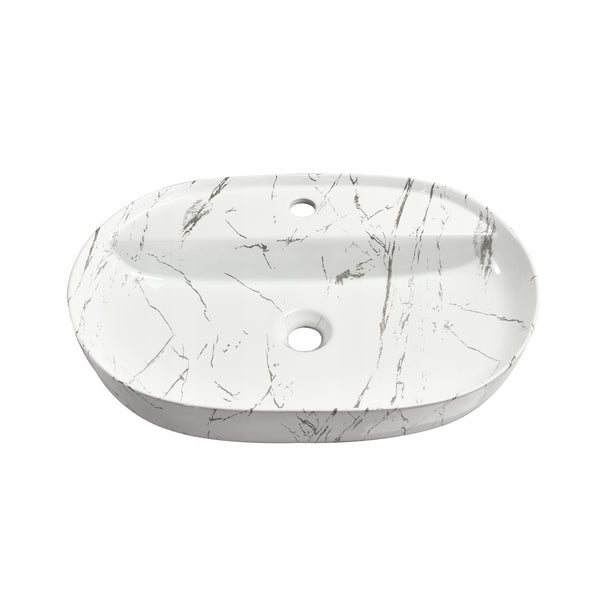 Umywalka nablatowa 60x40x13 MARMUR owalna zaokrąglona ceramiczna Omeble 10