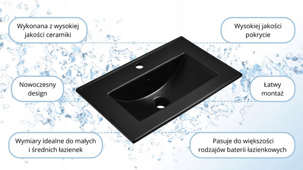 Umywalka naszafkowa 60x39x17 CZARNA MATOWA ceramiczna Omeble 10