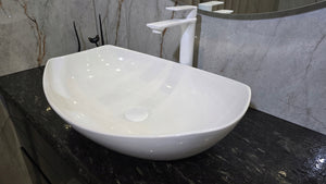 Umywalka nablatowa 55x40x15 biała owalna/MUSZLA ceramiczna Omeble 6