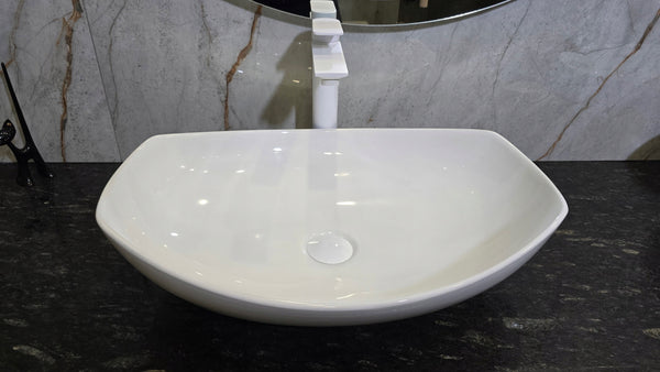 Umywalka nablatowa 55x40x15 biała owalna/MUSZLA ceramiczna Omeble 8