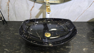 Umywalka nablatowa 55x40x15 CZARNY / KAMIEŃ ceramiczna Omeble 8