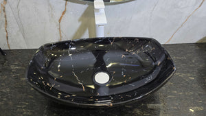 Umywalka nablatowa 55x40x15 CZARNY / KAMIEŃ ceramiczna Omeble 9