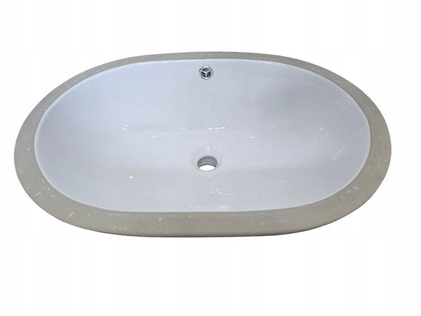 Umywalka Podblatowa 580x390x210 biała owalna ceramiczna z przelewem Omeble 5