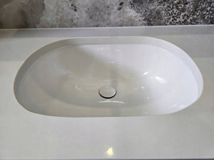 Umywalka Podblatowa 580x390x210 biała owalna ceramiczna z przelewem Omeble 6