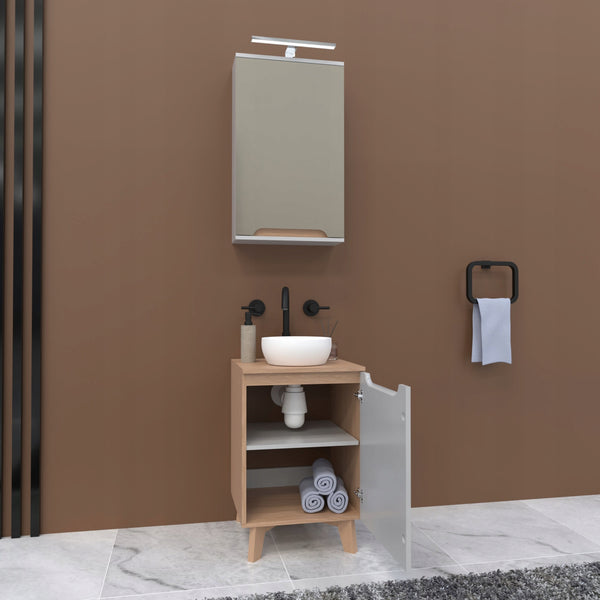 Szafka pod umywalkę biała/dąb 45 x 45 x 70 cm dąb słoneczny, biały 9