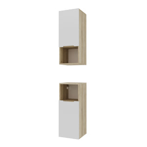 Szafka boczna biała 75x30x30 łazienkowa wisząca biały/dąb, Omeble