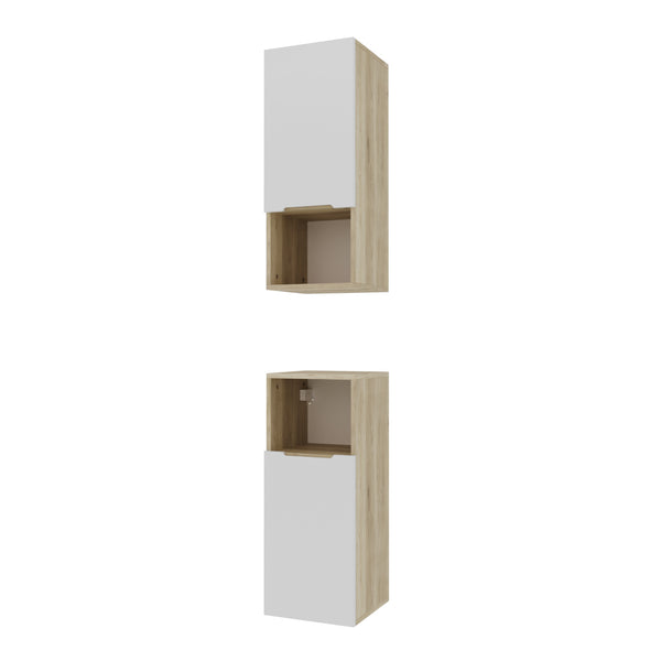 Szafka boczna biała 75x30x30 łazienkowa wisząca biały/dąb, Omeble