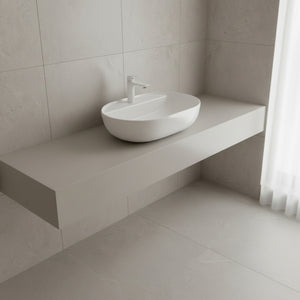Umywalka nablatowa 60x40x13 biała owalna zaokrąglona ceramiczna Omeble 3