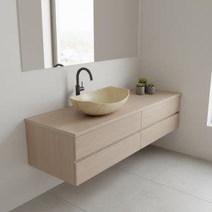 Umywalka nablatowa beżowa 55x40x15 TRAWERTYN / PIASKOWIEC ceramiczna Omeble