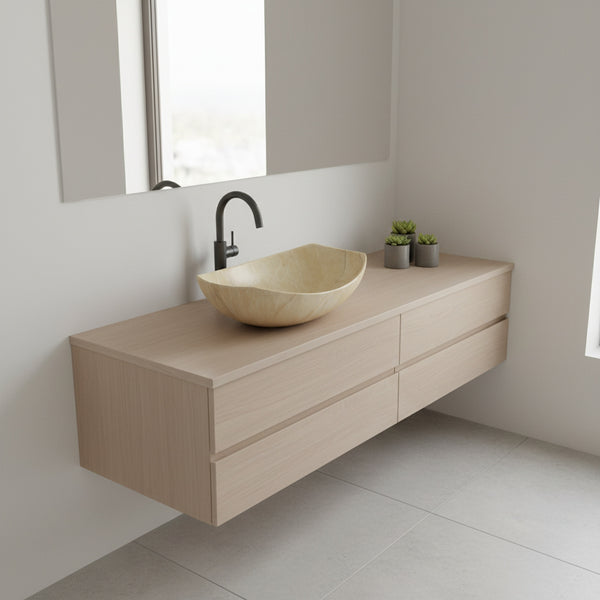 Umywalka nablatowa beżowa 55x40x15 TRAWERTYN / PIASKOWIEC ceramiczna Omeble