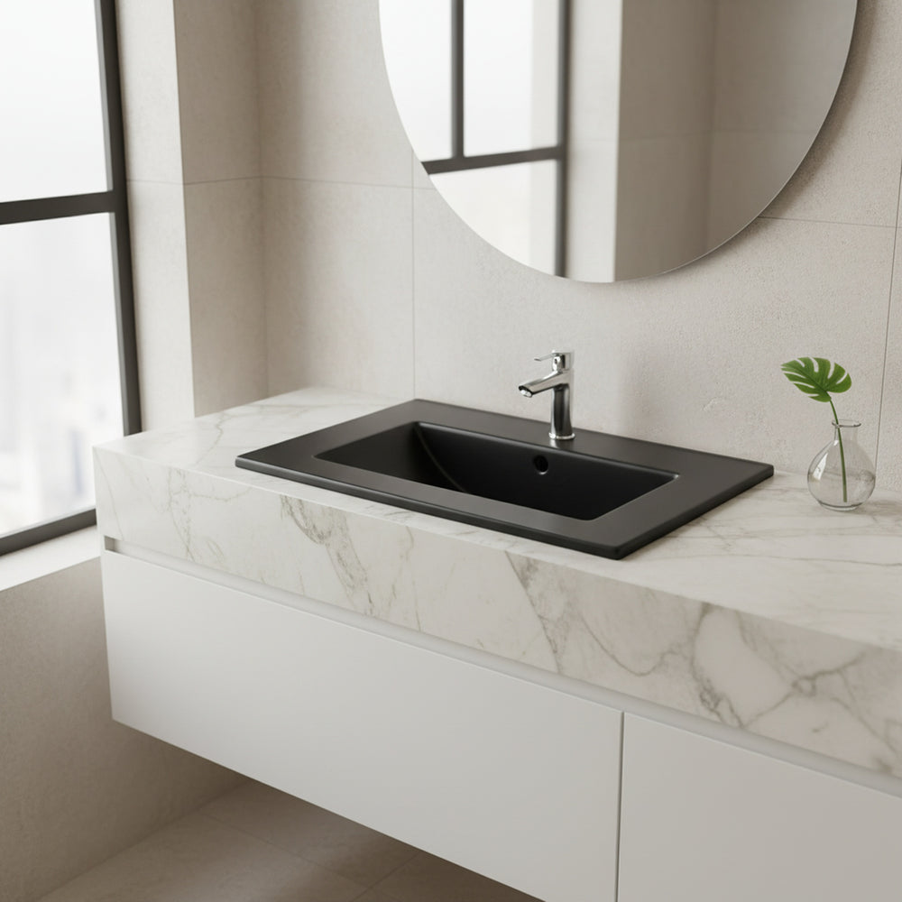 Umywalka Naszafkowa 700 x 390 x 175 CERAMICZNA CZARNA prostokątna Omeble