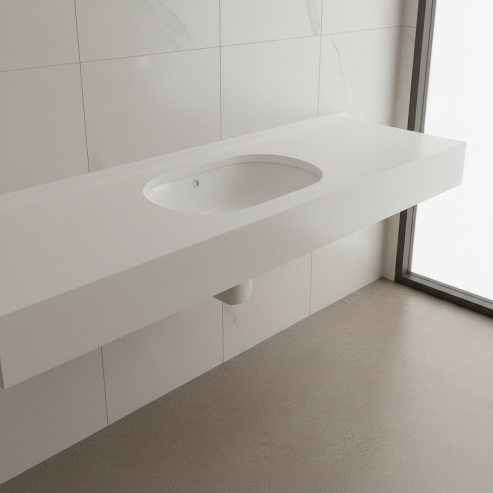 Umywalka Podblatowa 580x390x210 biała owalna ceramiczna z przelewem Omeble