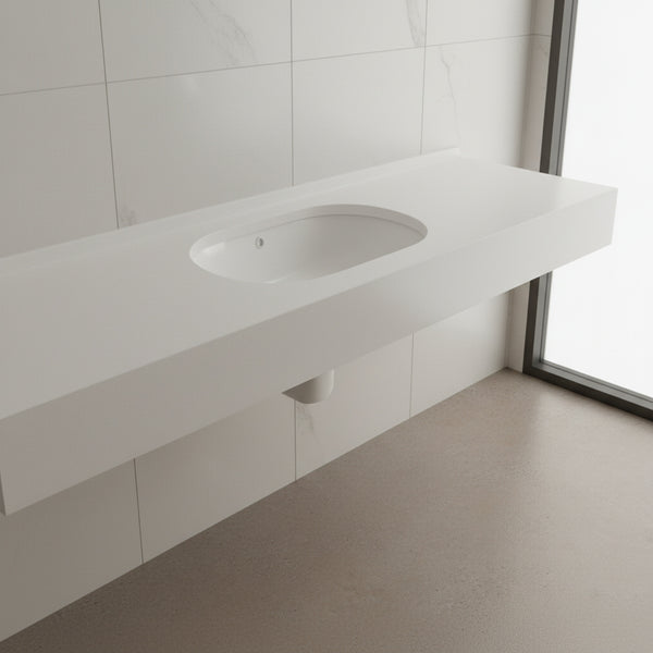 Umywalka Podblatowa 580x390x210 biała owalna ceramiczna z przelewem Omeble
