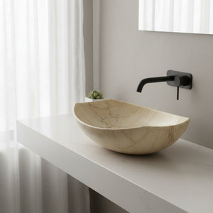 Umywalka nablatowa beżowa 55x40x15 TRAWERTYN / PIASKOWIEC ceramiczna Omeble 4