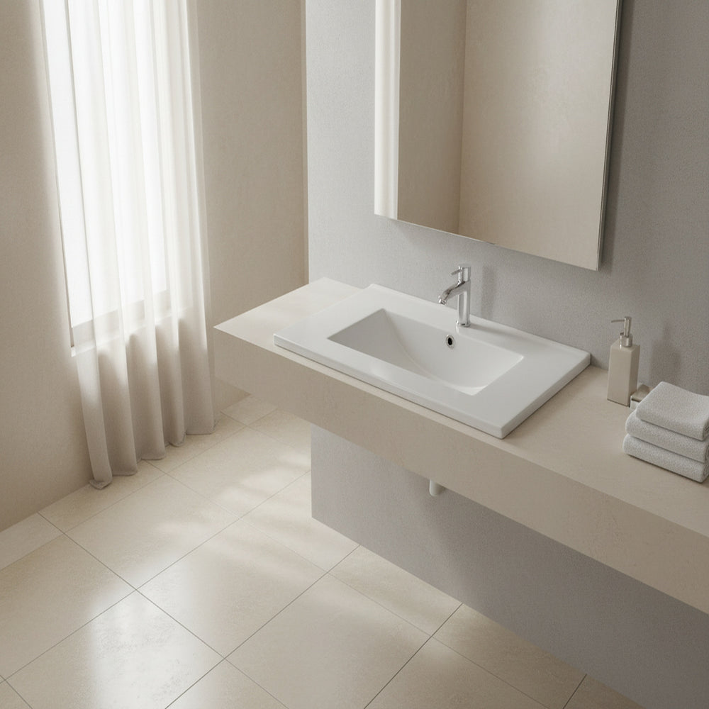 Umywalka naszafkowa 70x39x17 biała prostokątna ceramiczna Omeble