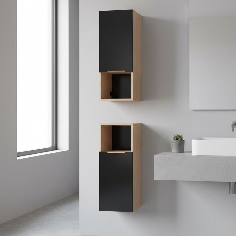 Szafka boczna łazienkowa wisząca szary mat/dąb 75x30x30