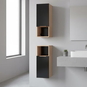 Szafka boczna łazienkowa wisząca szary mat/dąb 75x30x30 2