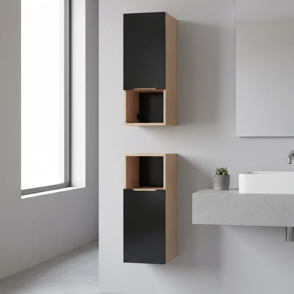 Szafka boczna łazienkowa wisząca szary mat/dąb 75x30x30 2