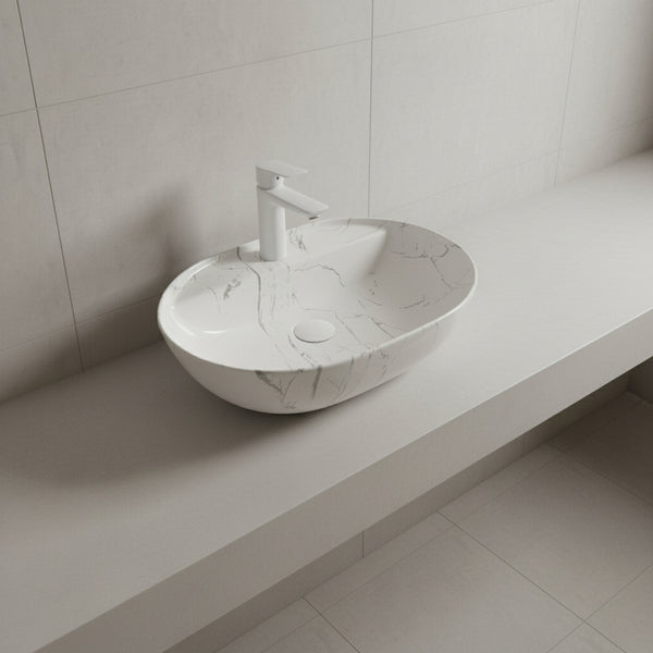 Umywalka nablatowa 60x40x13 MARMUR owalna zaokrąglona ceramiczna Omeble 4