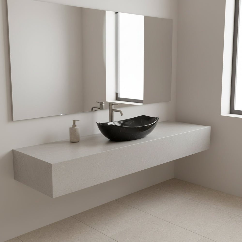 Umywalka nablatowa 55x40x15 CZARNY / KAMIEŃ ceramiczna Omeble