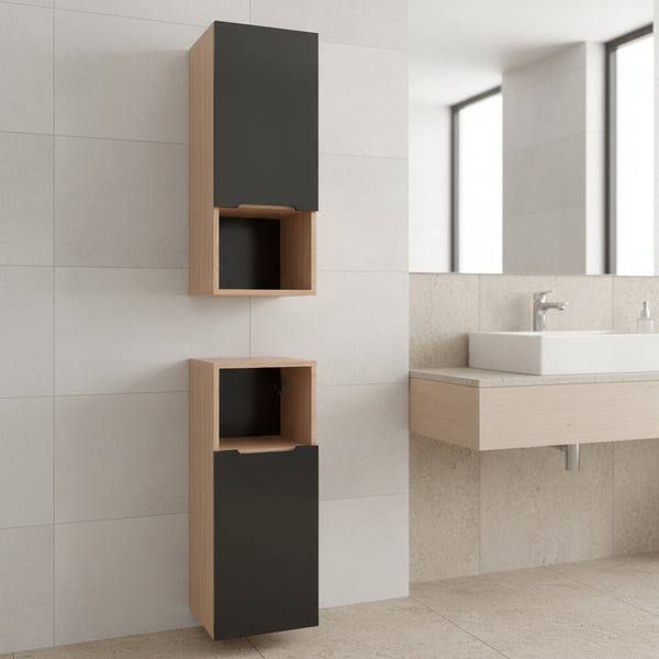 Szafka boczna łazienkowa wisząca szary mat/dąb 75x30x30 4