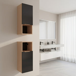 Szafka boczna łazienkowa wisząca szary mat/dąb 75x30x30