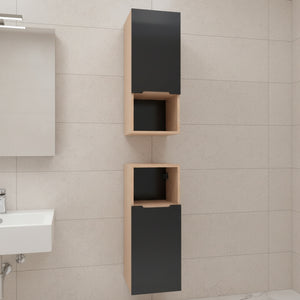 Szafka boczna łazienkowa wisząca szary mat/dąb 75x30x30 3