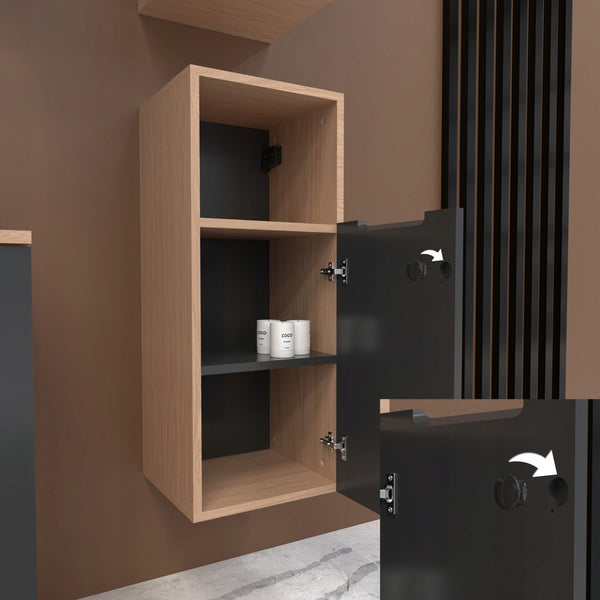 Szafka boczna łazienkowa wisząca szary mat/dąb 75x30x30 11