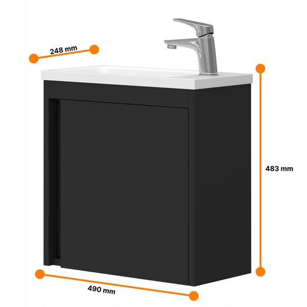 Szafka łazienkowa wisząca z umywalką 50 cm czarny mat 8