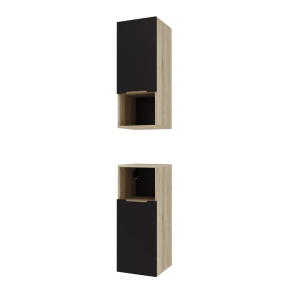 Szafka boczna czarna 75x30x30 łazienkowa wisząca czarny mat/dąb, Omeble