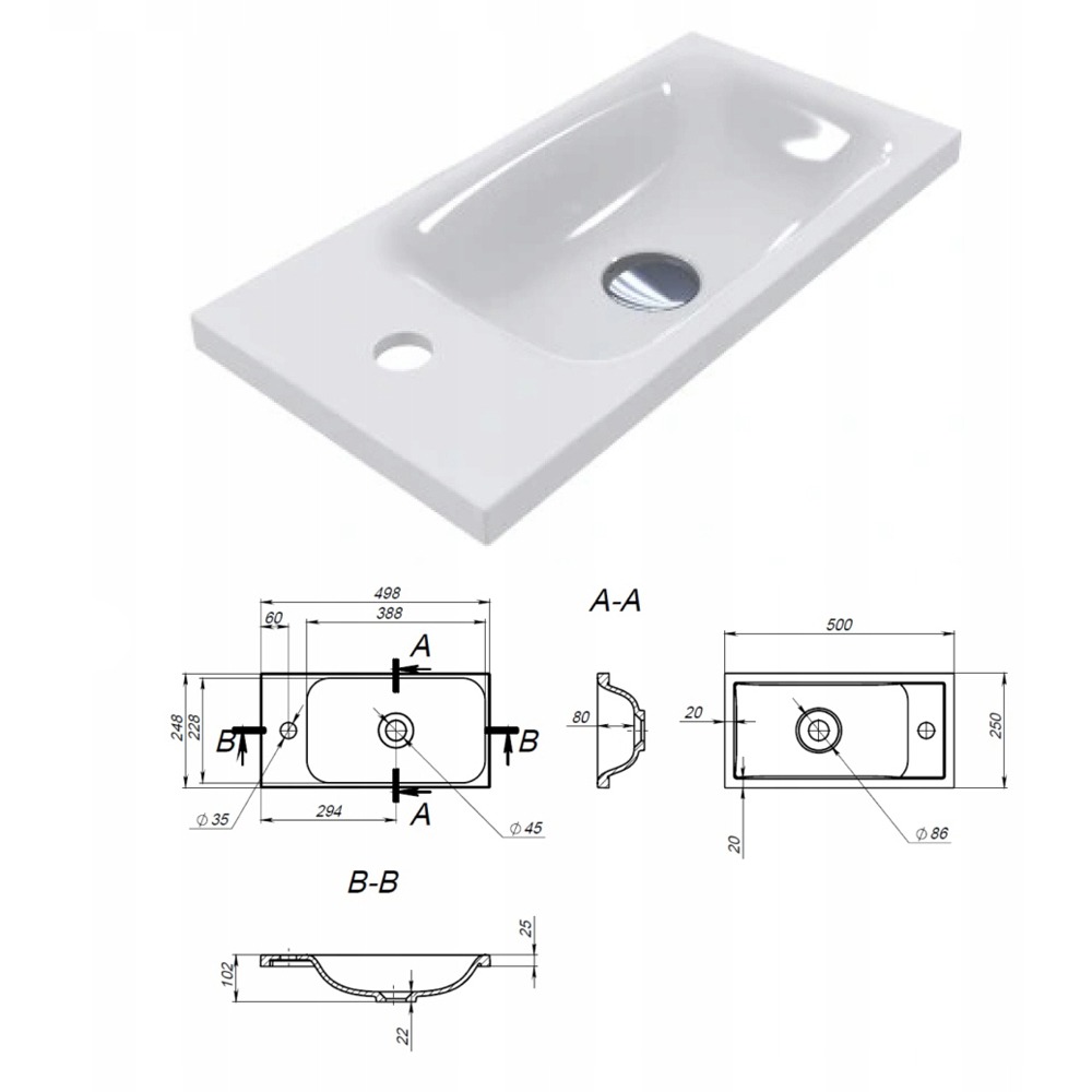 Szafka łazienkowa wisząca z umywalką 50 cm antracyt - obrazek 7