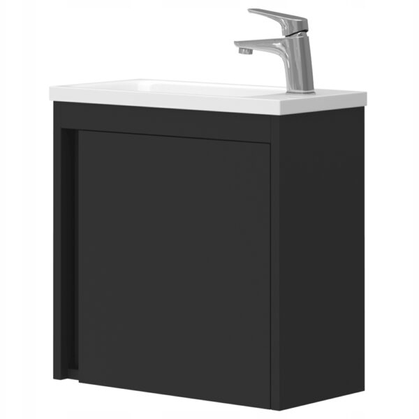 Szafka łazienkowa wisząca z umywalką 50 cm czarny mat