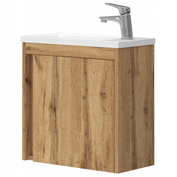 Szafka łazienkowa wisząca z umywalką 50 cm dąb wotan