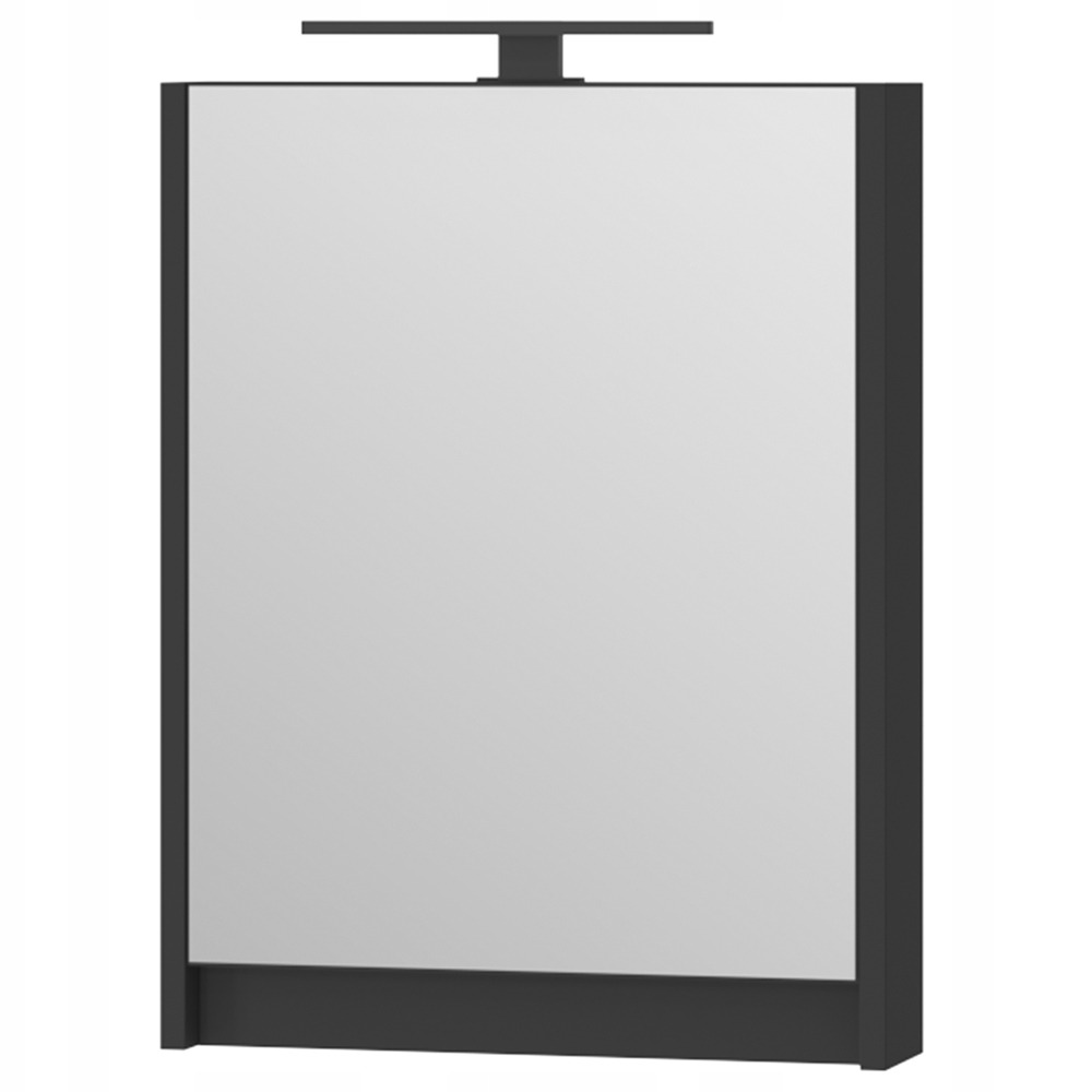 Szafka podwieszane 50 czarny mat z lustrem i lampą LED