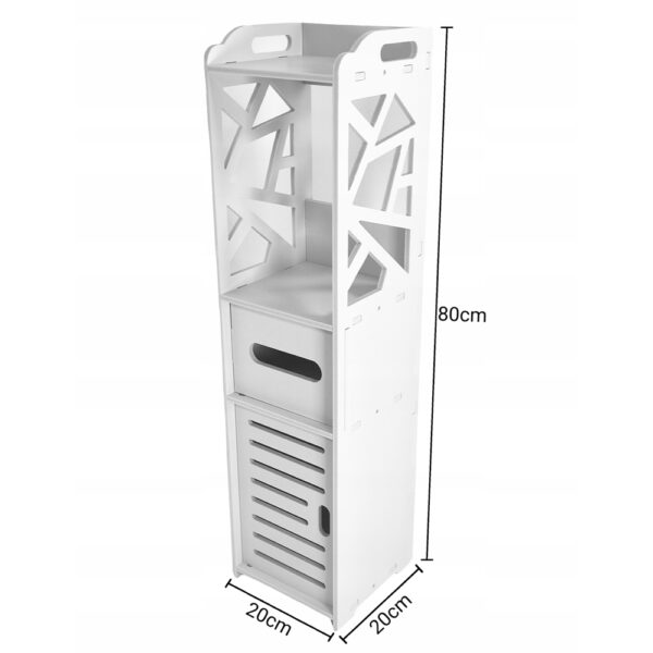 Szafka wąska łazienkowa, słupek ażurowy regał na papier toaletowy 20-20-80