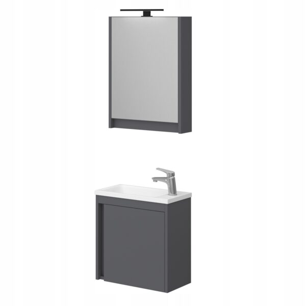 Zestaw szafka z lustrem i LED oraz szafka z umywalką antracyt