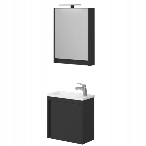 Zestaw szafka z lustrem i LED oraz szafka 40 z umywalką czarny