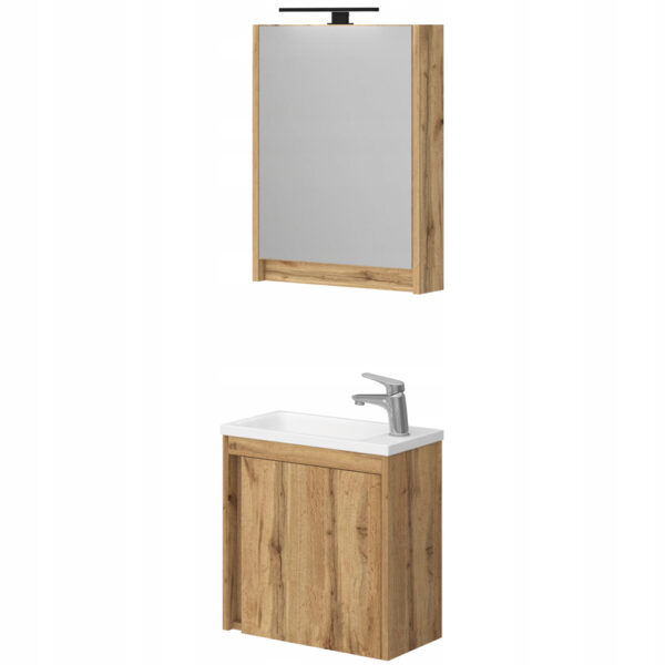 Zestaw szafka z lustrem i LED oraz szafka z umywalką dąb wotan