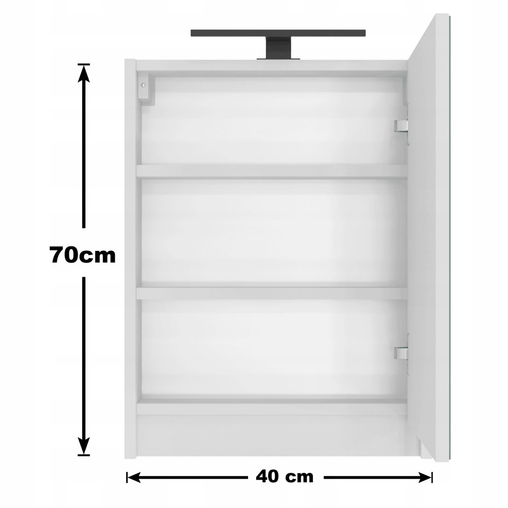 Szafka podwieszane 40 biały połysk lakier z lustrem i lampą LED - obrazek 5